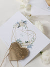 Steel Blue Floral Save the Date with Gold Mirror Geometric Heart Plexi Hexagon Magnet