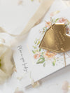 Blush Pink & Gold Geometric Heart Acrylic Mirror Magnet Save the Date Card