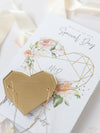 Blush Pink & Gold Geometric Heart Acrylic Mirror Magnet Save the Date Card