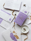 Lilac Purple Compass Passport Wedding Invitation with Real Foil Boarding Pass Invite suite with World Map Liner
