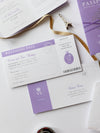 Lilac Purple Compass Passport Wedding Invitation with Real Foil Boarding Pass Invite suite with World Map Liner