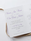 Lilac Purple Compass Passport Wedding Invitation with Real Foil Boarding Pass Invite suite with World Map Liner