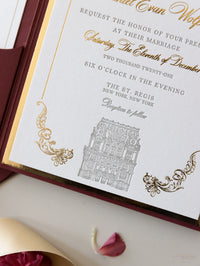 Hotel St Regis en Nueva York Sede | Bolsillo rojo y dorado de lujo | Comisión personalizada D&amp;D
