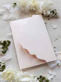 Embossed Romantic Save the Date Card with Hand Torn Ribbon & Wax Seal