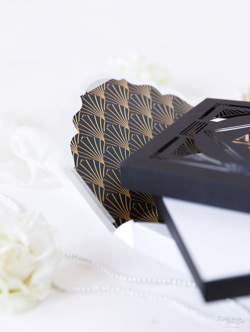 Geometric Art Deco Business Credit Card Case in Gold Black Gift Box – The  Bullish Store