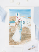 Lugar Pintura de acuarela de su boda como tarjeta de agradecimiento | Tarjeta de pintura a medida