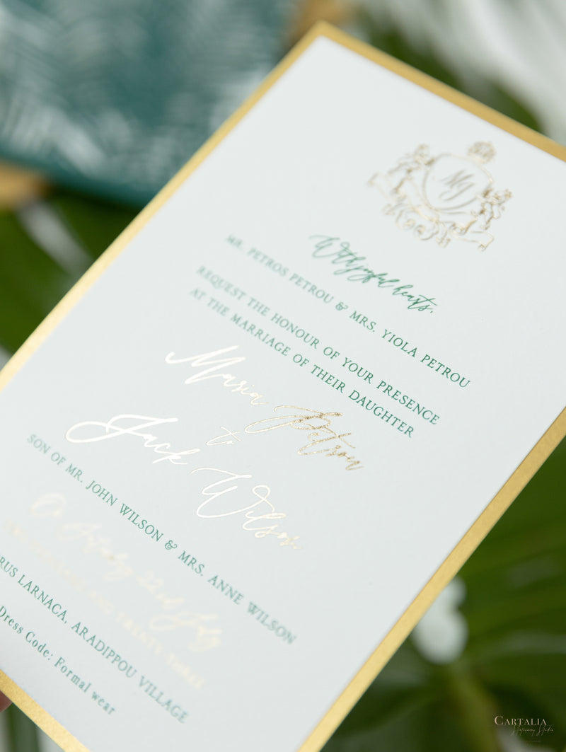 Laser Cut Palm Tree Wrap Suite in Green & Gold | Bespoke Commission M&J