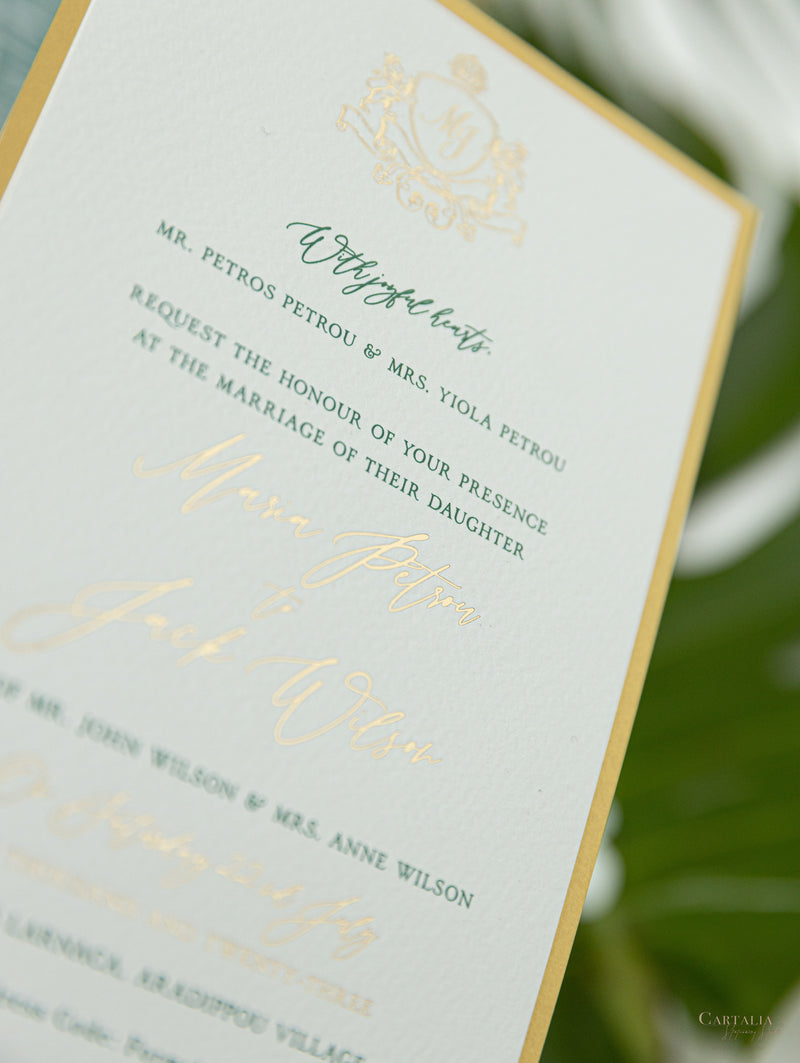 Laser Cut Palm Tree Wrap Suite in Green & Gold | Bespoke Commission M&J