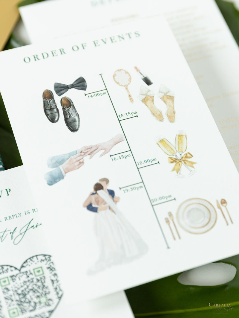 Laser Cut Palm Tree Wrap Suite in Green & Gold | Bespoke Commission M&J