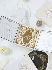 Caja a medida Golden Couture: Diseño personalizado en 3D | Comisión personalizada A&amp;J