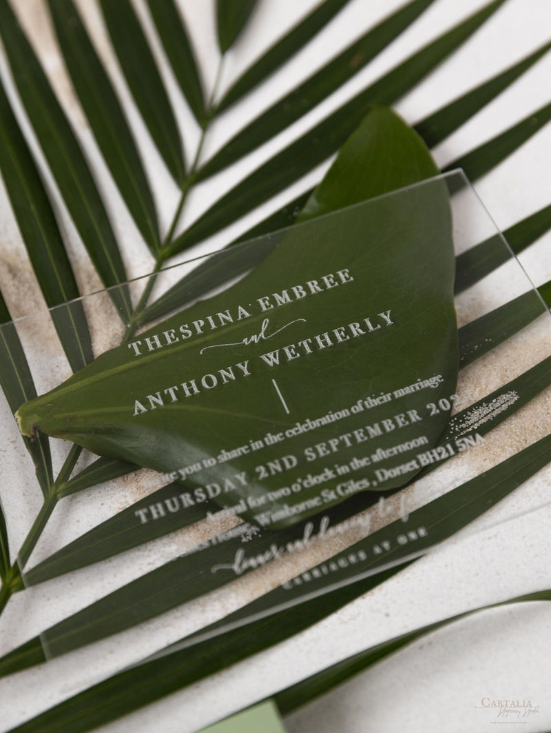 Sage Green Palm Leaves Wedding Invitation Suite | Bespoke Commission D&A