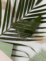 Sage Green Palm Leaves Wedding Invitation Suite | Bespoke Commission D&A