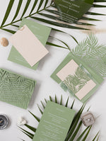 Sage Green Palm Leaves Wedding Invitation Suite | Bespoke Commission D&A