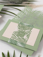 Sage Green Palm Leaves Wedding Invitation Suite | Bespoke Commission D&A
