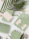 Sage Green Palm Leaves Wedding Invitation Suite | Bespoke Commission D&A