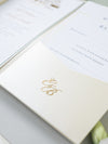 Custom Wedding Venue Illustration |  Foiled Venue Invitation Pocket Suite in Classic Envelope Fold in Gold Foil | SAMPLE