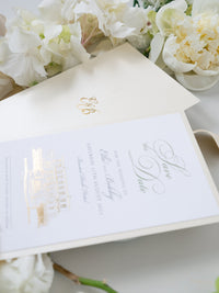 Custom Wedding Venue Illustration |  Foiled Venue Save the Date in Gold Foil | SAMPLE