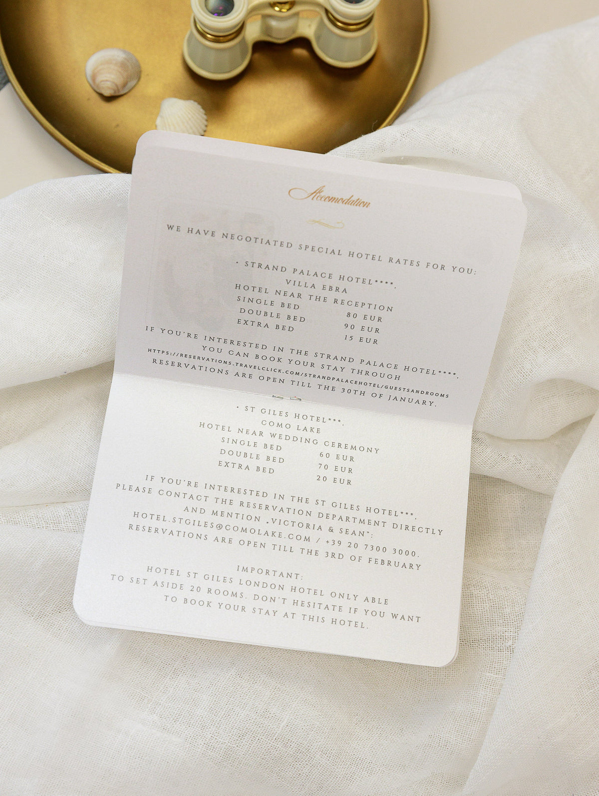 Gold Passport Wedding Invitation - Luxury Engraved Plane in Gold Plexi Passport & Real Gold Foil Destination Wedding