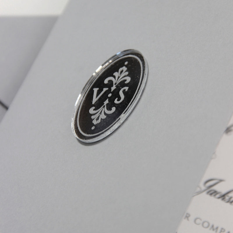 Shimmering Silver Monogram Pocket Wedding Invitation Suite – Cartalia