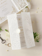 Luxury Venue Inspired Ornamental Gate Laser Cut Day Invitation with Vellum with Wax Seal