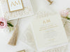Monogram Belly Band Intricate Laser Cut Square Foil border with Glitter Pocket Invitation
