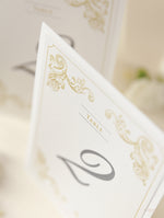 Classic Table Number & Name in Old gold  and Champagne