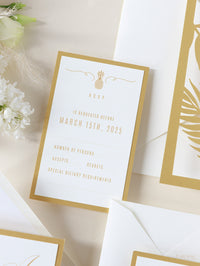 Golden Moroccan Palm Tree Intricate Die- Cut Invitation Suite