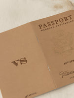 Premium Nude Leather Passport Invitations with Gold Foil & Personal Engraving