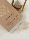 Premium Nude Leather Passport Invitations with Gold Foil & Personal Engraving