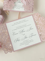 Intricate Orchid Laser Cut Gatefold Wedding  Evening Invitation