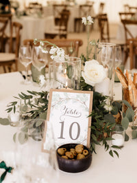 Greenery Table Number with Kraft Backing Card