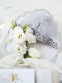 Invitación de acuarela a su lugar en pergamino con sello de cera Suite de invitación de boda | MUESTRA