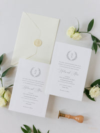 Timeless Triple Embossed Sunk Frame Modern Wedding Day Invitation with Wax Seal