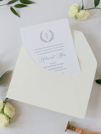 Timeless Triple Embossed Sunk Frame Modern Wedding Day Invitation with Wax Seal