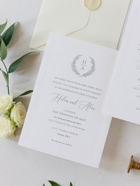 Timeless Triple Embossed Sunk Frame Modern Wedding Day Invitation with Wax Seal