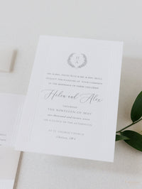 Timeless Triple Embossed Sunk Frame Modern Wedding Evening Invitation with Wax Seal