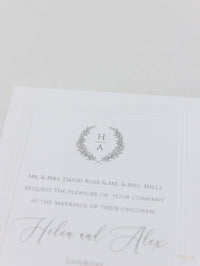 Timeless Triple Embossed Sunk Frame Modern Wedding Evening Invitation with Wax Seal