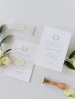 Timeless Triple Embossed Sunk Frame Modern Wedding Evening Invitation with Wax Seal