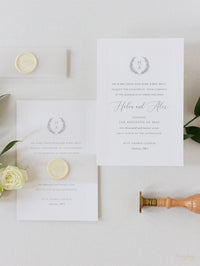 Timeless Triple Embossed Sunk Frame Modern Wedding Evening Invitation with Wax Seal