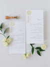 Classic Wedding Menu Cards with Guest Names & Wax Seal