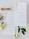 Classic Wedding Menu Cards with Guest Names & Wax Seal