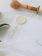 Classic Wedding Menu Cards with Guest Names & Wax Seal