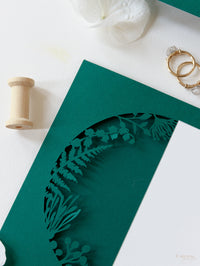 Fern Circle Intricate Foliage & Flowers Laser Cut Pocket Design with Watercolours.