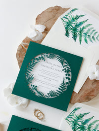 Fern Circle Intricate Foliage & Flowers Laser Cut Pocket Design with Watercolours.