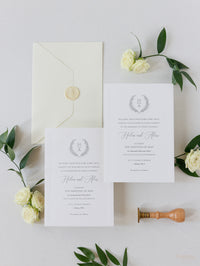 Timeless Triple Embossed Sunk Frame Modern Wedding Day Invitation with Wax Seal