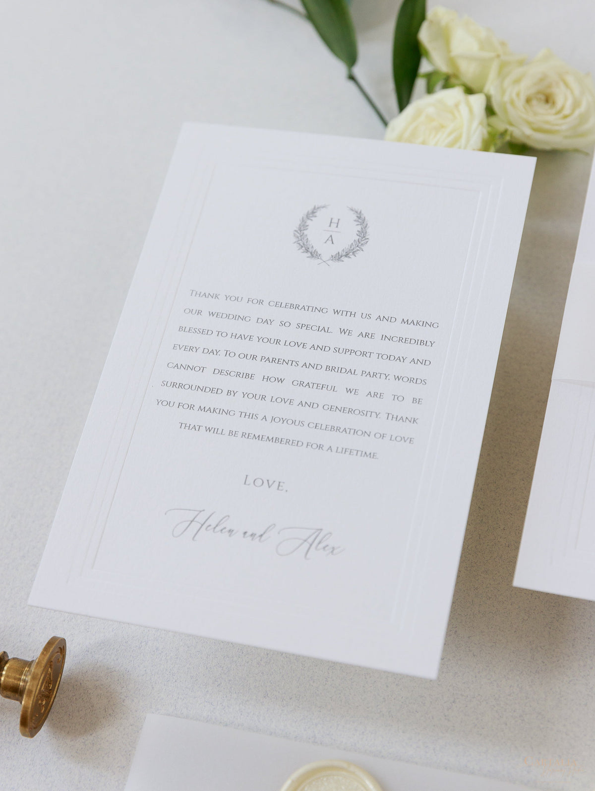 Timeless Triple Embossed Frame Thank You Cards With Belly Band & Wax Seal