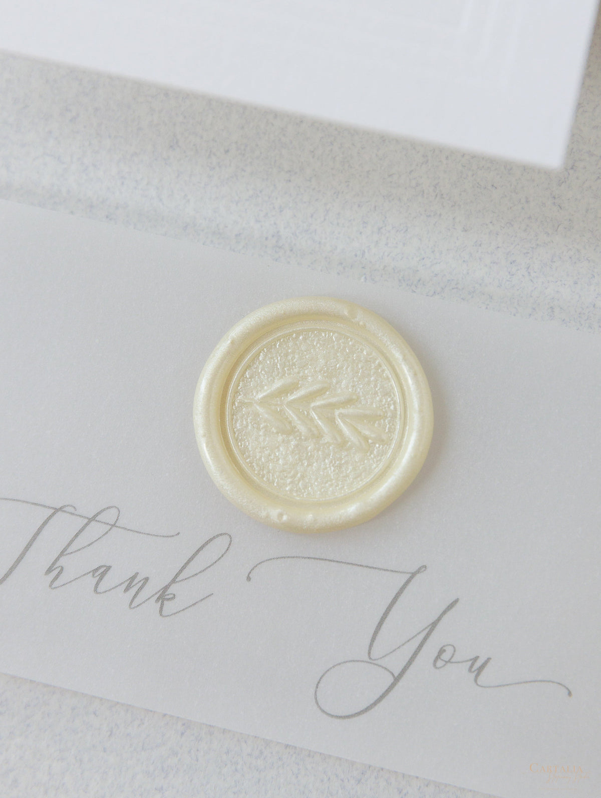 Timeless Triple Embossed Frame Thank You Cards With Belly Band & Wax Seal