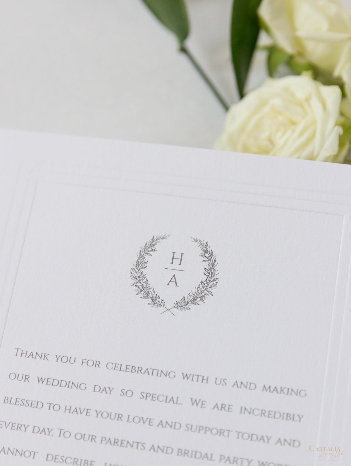 Timeless Triple Embossed Frame Thank You Cards With Belly Band & Wax Seal