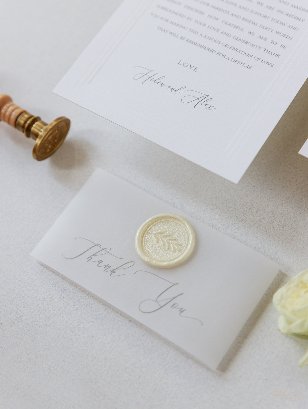 Timeless Triple Embossed Frame Thank You Cards With Belly Band & Wax Seal