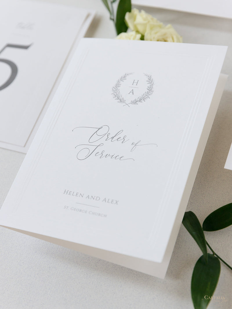 Timeless Triple Embossed Frame Wedding Order Of Service